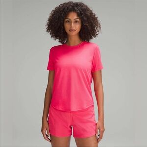 Lululemon Sculpture high neck short sleeve running shirt in lipgloss pink size 8